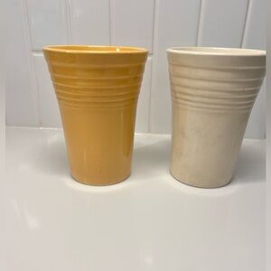 Vintage Fiesta Ware Tumbler Cup Homer Laughlin  Yellow And White